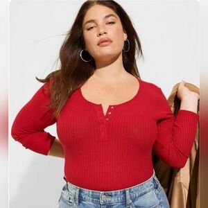 Torrid - Waffle Snap Henley Long Sleeve Tee - size 0 (12)